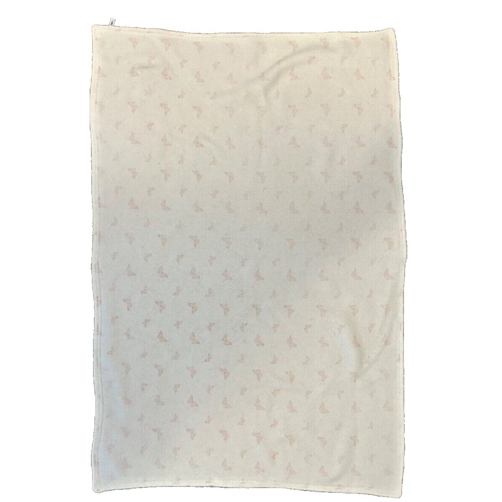 Turtle Fur Baby Blanket Pink Butterflies White Reversible Made in USA Soft